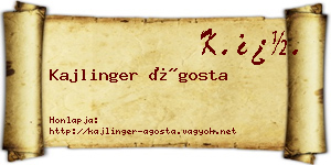 Kajlinger Ágosta névjegykártya